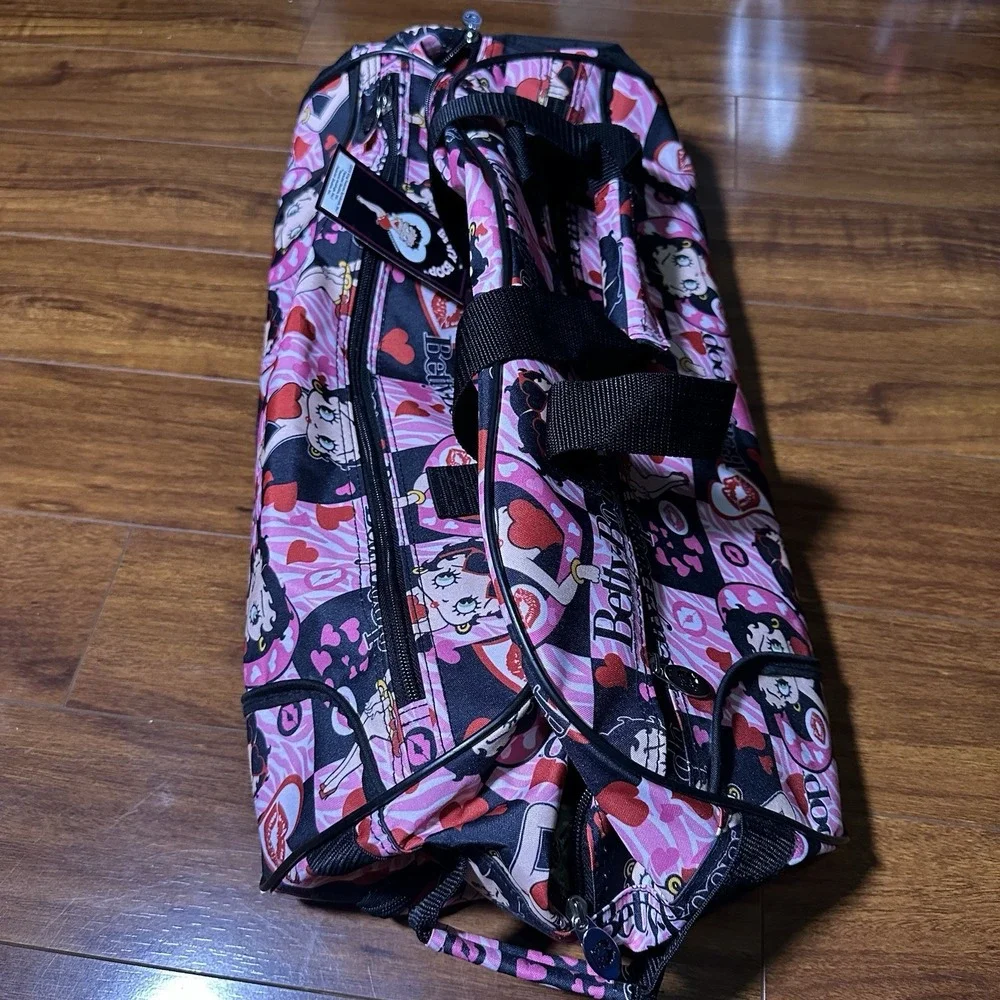 New Betty-Boop Rolling Duffle Bag Shoulder Bag Canvas Hearts & Kisses